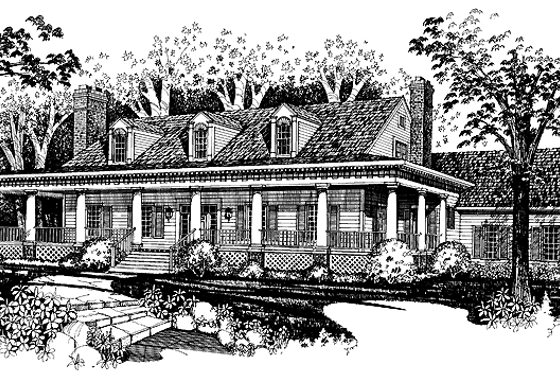 Exterior - Front Elevation 3 for Classical House Plan #72-972 - 4 bed, 3 bath