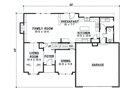 Floor Plan - Main Floor for Traditional House Plan #67-530 - 4 bed, 3.5 bath