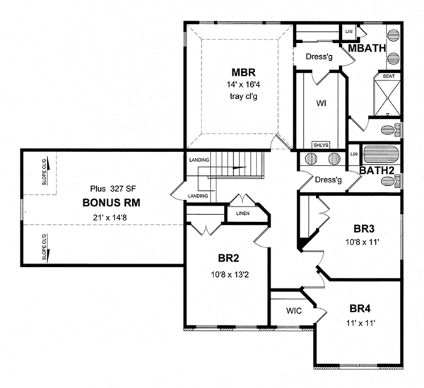 Home Plan - Traditional Floor Plan - Upper Floor Plan #316-277