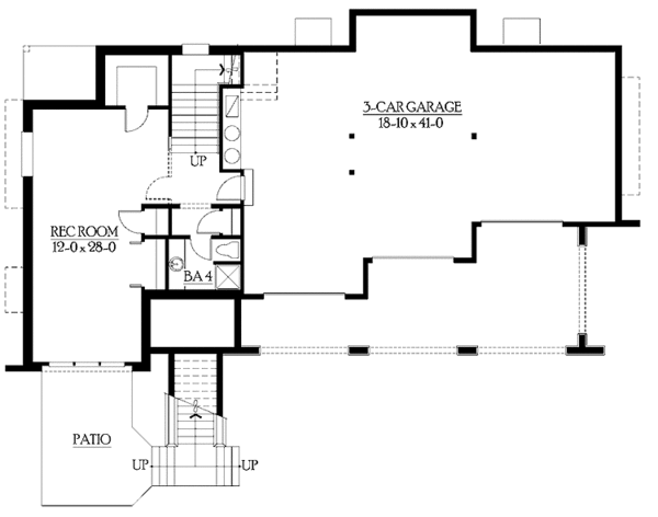 Craftsman Floor Plan - Lower Floor Plan #132-469