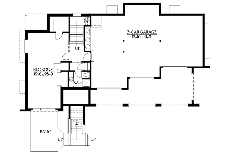 Architectural House Design - Floor Plan - Lower Floor for Craftsman House Plan #132-469 - 4 bed, 4.5 bath