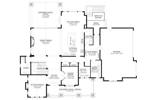 Dream House Plan - Craftsman Floor Plan - Main Floor Plan #1086-12