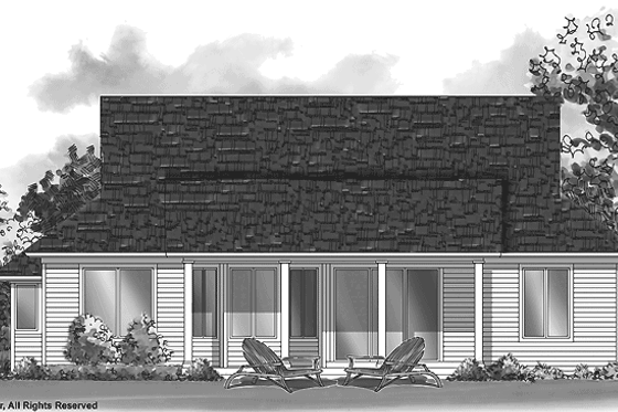 Exterior - Rear Elevation for Country House Plan #930-233 - 3 bed, 2 bath