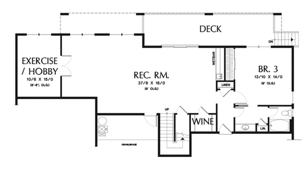 Architectural House Design - Traditional Floor Plan - Lower Floor Plan #48-915
