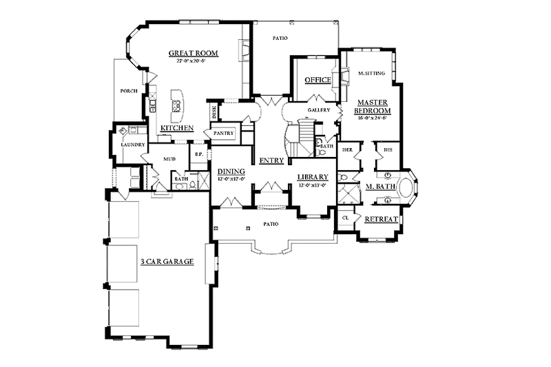 Home Plan - Floor Plan - Main Floor for Country House Plan #937-8 - 4 bed, 5.5 bath
