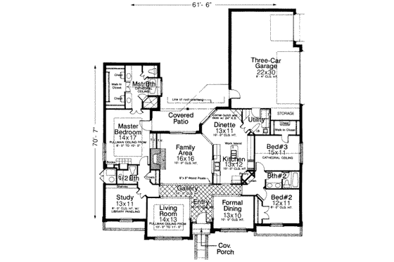 Floor Plan - Main Floor for European House Plan #310-192 - 4 bed, 2.5 bath