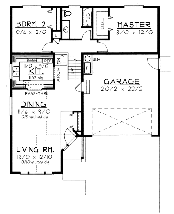 House Design - Ranch Floor Plan - Main Floor Plan #1037-2