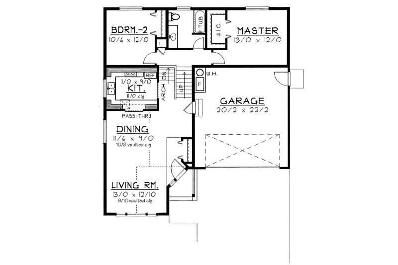 Home Plan - Floor Plan - Main Floor for Ranch House Plan #1037-2 - 2 bed, 1 bath