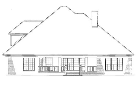 Exterior - Rear Elevation for Traditional House Plan #17-2132 - 4 bed, 3 bath