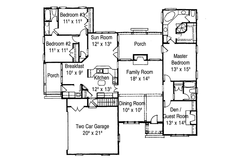 Home Plan - Floor Plan - Main Floor for Colonial House Plan #429-224 - 4 bed, 3 bath