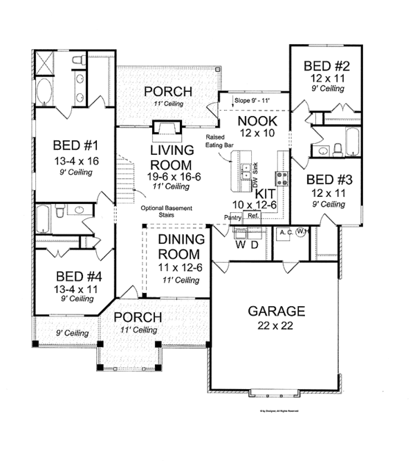 Architectural House Design - Traditional Floor Plan - Main Floor Plan #513-2113
