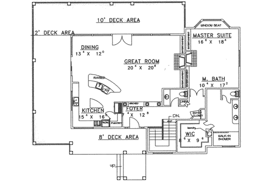 Floor Plan - Main Floor for Traditional House Plan #117-365 - 4 bed, 4 bath