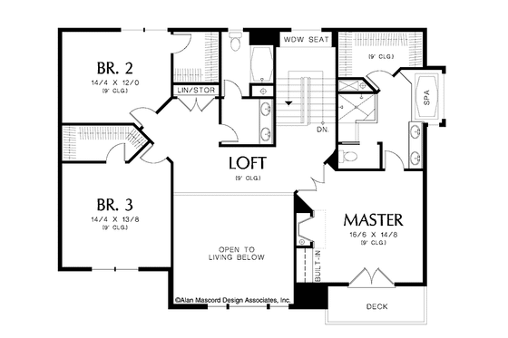 Floor Plan - Upper Floor for Prairie House Plan #48-857 - 3 bed, 3 bath