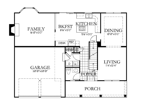 House Design - Colonial Floor Plan - Main Floor Plan #1029-54