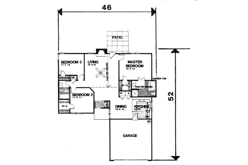 Dream House Plan - Floor Plan - Main Floor for Ranch House Plan #30-114 - 3 bed, 2 bath