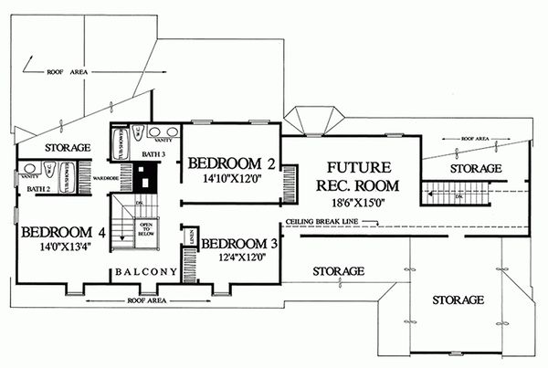 Architectural House Design - Colonial Floor Plan - Upper Floor Plan #137-193