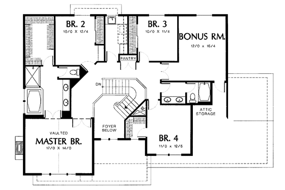 Floor Plan - Upper Floor for Craftsman House Plan #48-790 - 4 bed, 2.5 bath