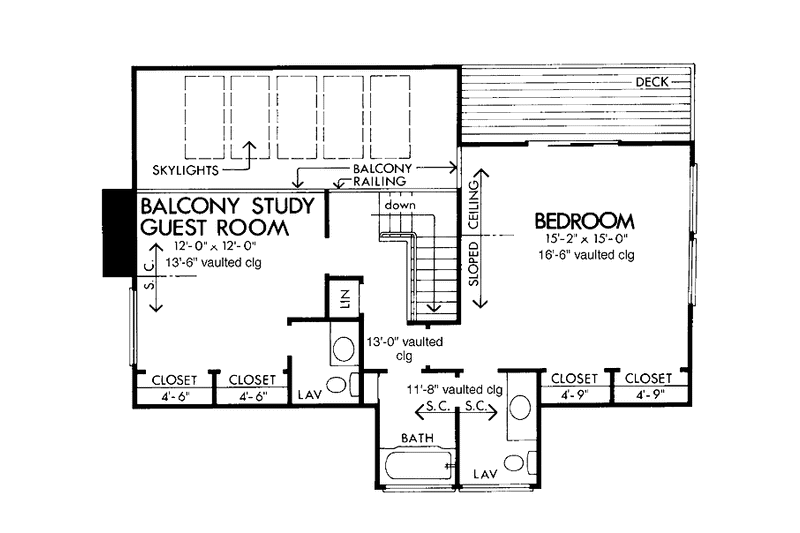 Architectural House Design - Floor Plan - Upper Floor for Country House Plan #320-1180 - 2 bed, 1 bath