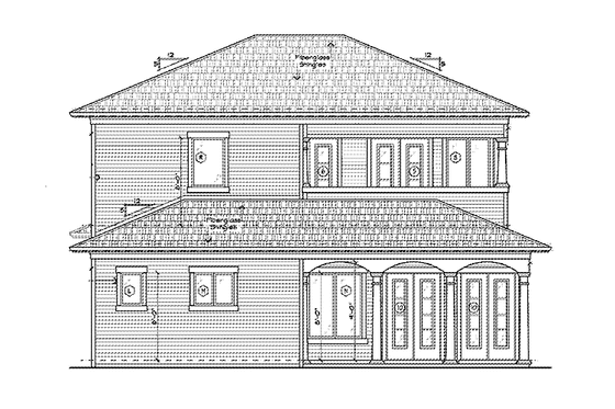 Exterior - Rear Elevation 1 for Traditional House Plan #938-16 - 4 bed, 3.5 bath