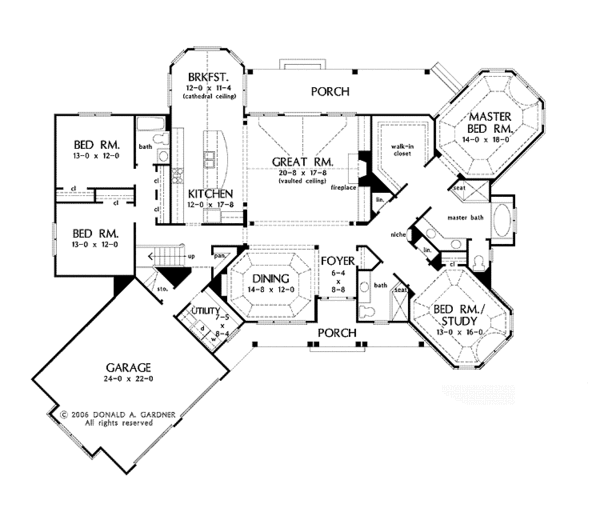 Craftsman Floor Plan - Main Floor Plan #929-887