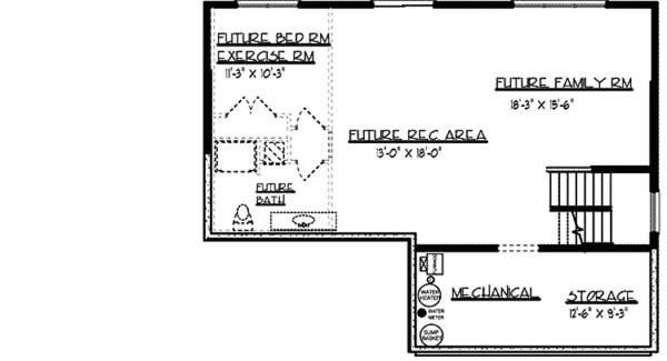 Architectural House Design - Traditional Floor Plan - Lower Floor Plan #320-1477