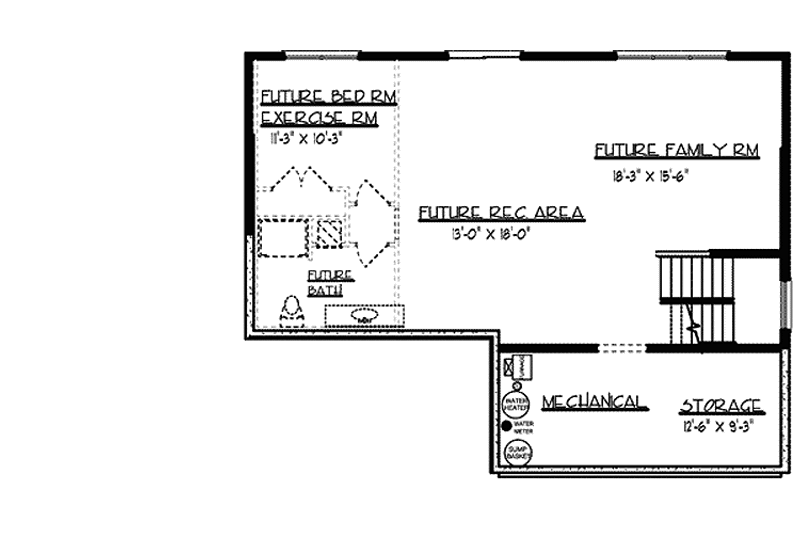 House Blueprint - Floor Plan - Lower Floor for Traditional House Plan #320-1477 - 4 bed, 2.5 bath
