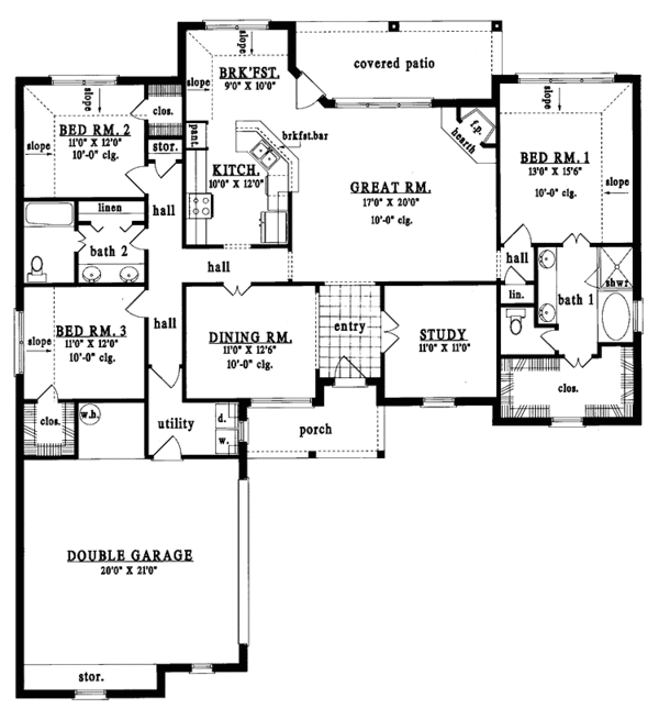 House Design - Country Floor Plan - Main Floor Plan #42-436