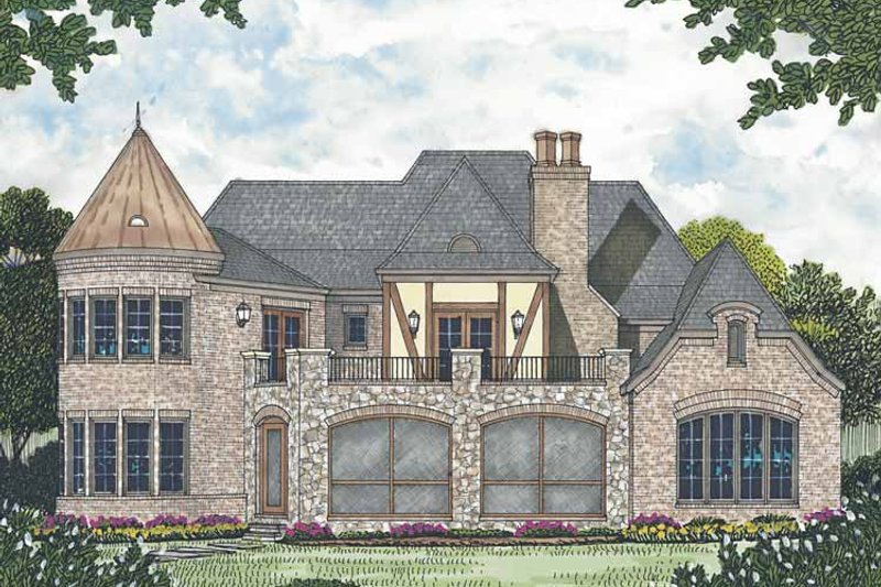 Architectural House Design - Exterior - Rear Elevation for European House Plan #453-586 - 3 bed, 4.5 bath