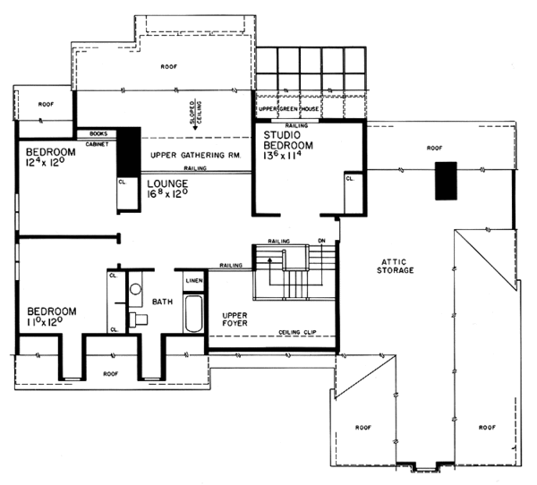 House Blueprint - Traditional Floor Plan - Upper Floor Plan #72-765