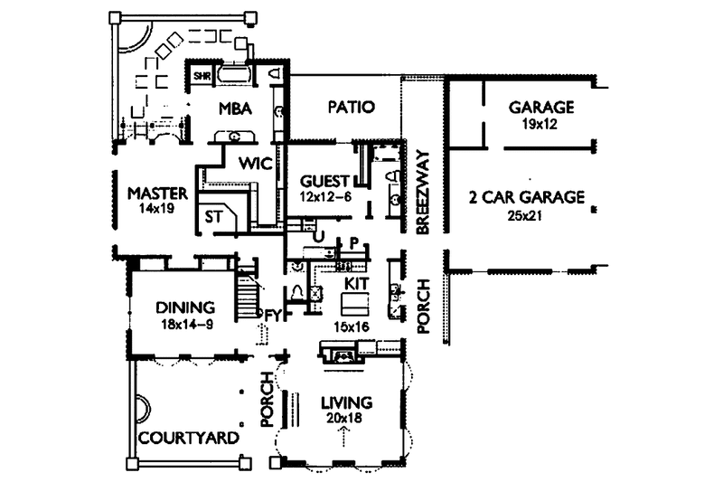 Home Plan - Floor Plan - Main Floor for Country House Plan #15-373 - 3 bed, 4.5 bath