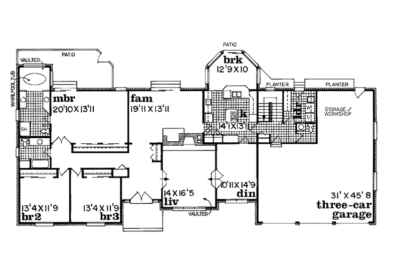 Home Plan - Floor Plan - Main Floor for Ranch House Plan #47-734 - 3 bed, 2.5 bath