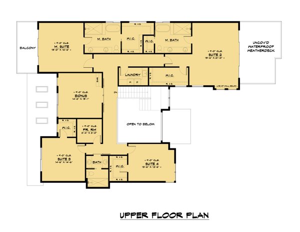 House Blueprint - Contemporary Floor Plan - Upper Floor Plan #1066-137