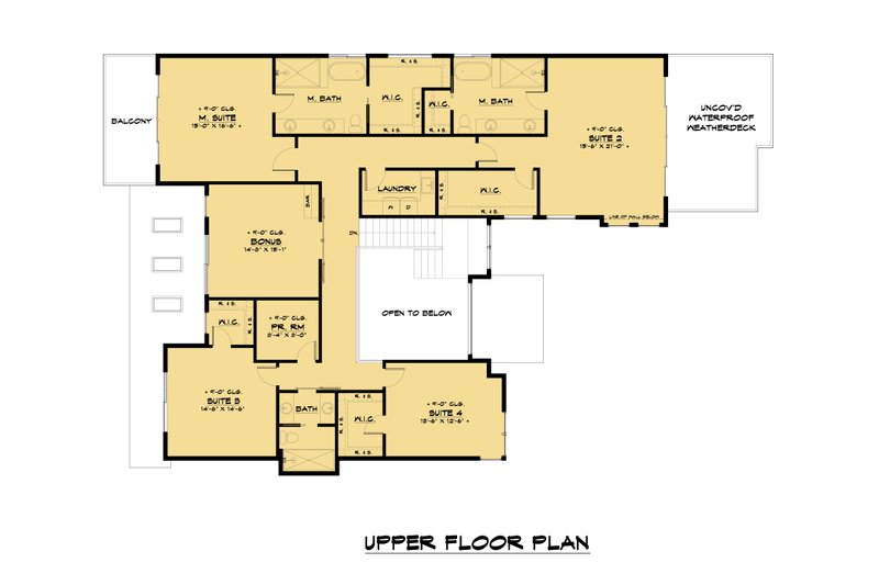 Architectural House Design - Floor Plan - Upper Floor for Contemporary House Plan #1066-137 - 6 bed, 5.5 bath