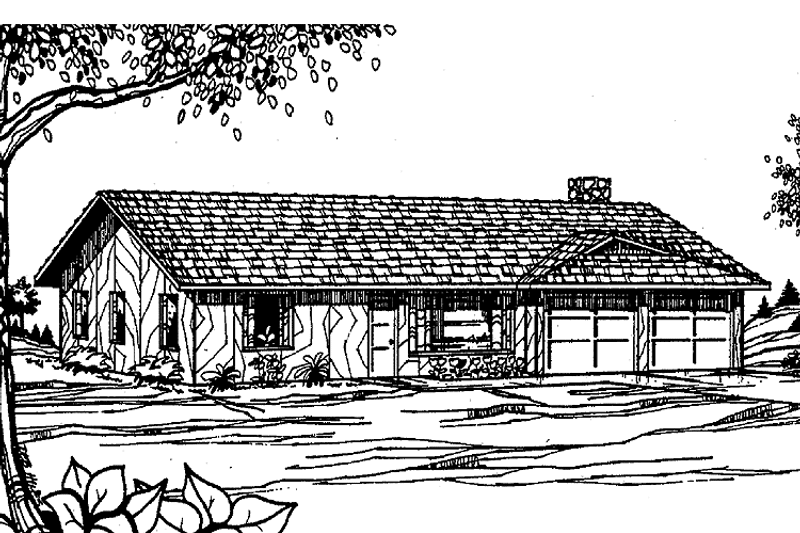 House Design - Exterior - Front Elevation 3 for Ranch House Plan #60-753 - 2 bed, 2 bath