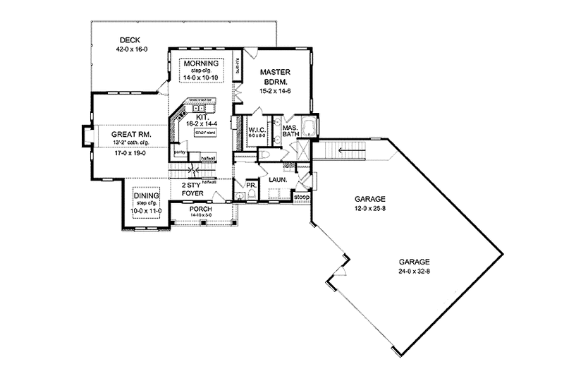 House Blueprint - Floor Plan - Main Floor for Colonial House Plan #1010-17 - 3 bed, 2.5 bath