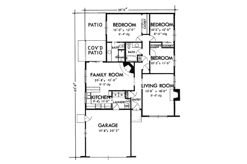 Home Plan - Floor Plan - Main Floor for Mediterranean House Plan #320-1387 - 3 bed, 2 bath