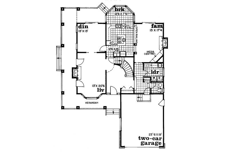 Home Plan - Floor Plan - Main Floor for Country House Plan #47-707 - 3 bed, 2.5 bath