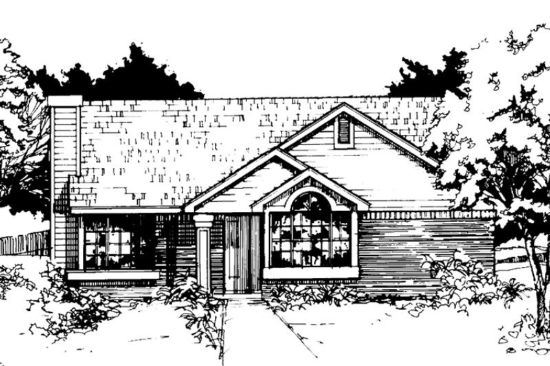 Architectural House Design - Exterior - Front Elevation 3 for Ranch House Plan #320-727 - 2 bed, 2 bath