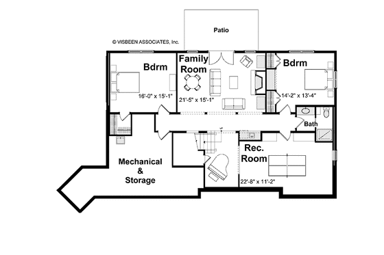 Floor Plan - Lower Floor for Craftsman House Plan #928-204 - 3 bed, 2.5 bath