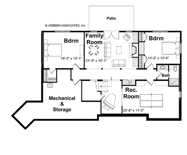 Architectural House Design - Craftsman Floor Plan - Lower Floor Plan #928-204