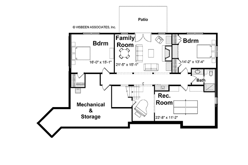 Home Plan - Floor Plan - Lower Floor for Craftsman House Plan #928-204 - 3 bed, 2.5 bath