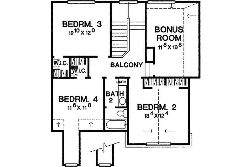 Dream House Plan - Floor Plan - Upper Floor for Country House Plan #472-232 - 4 bed, 2.5 bath