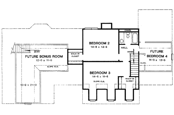 Floor Plan - Upper Floor for Colonial House Plan #10-205 - 3 bed, 2.5 bath