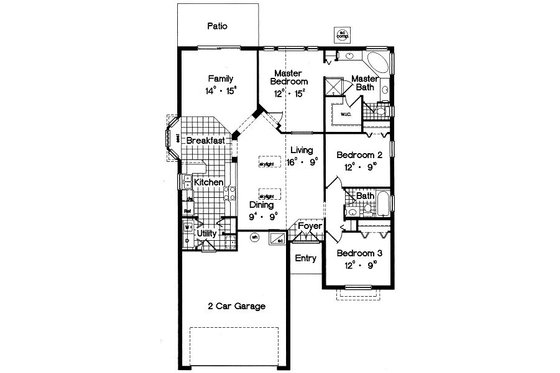 Floor Plan - Main Floor for European House Plan #417-136 - 3 bed, 2 bath