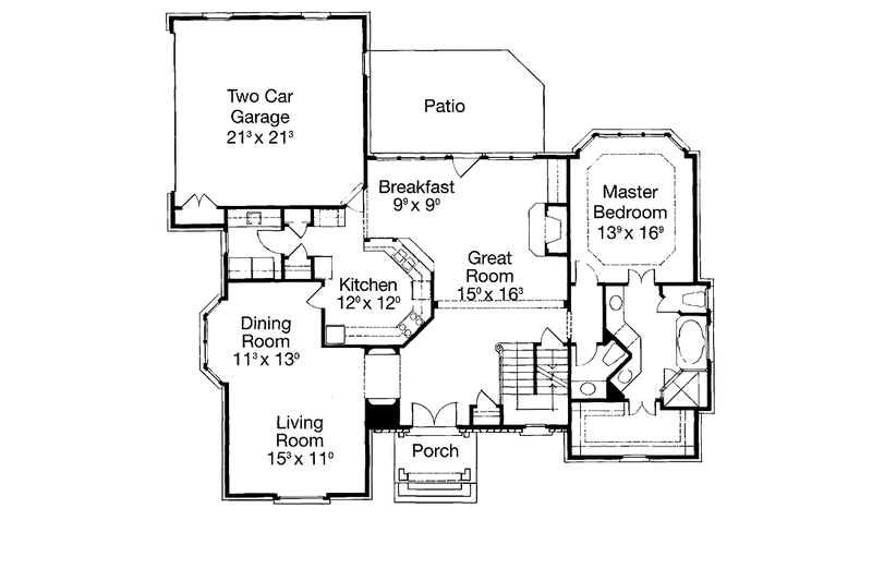 Home Plan - Floor Plan - Main Floor for Country House Plan #429-216 - 3 bed, 2.5 bath