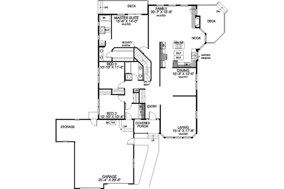 Floor Plan - Main Floor for Traditional House Plan #60-156 - 3 bed, 2 bath