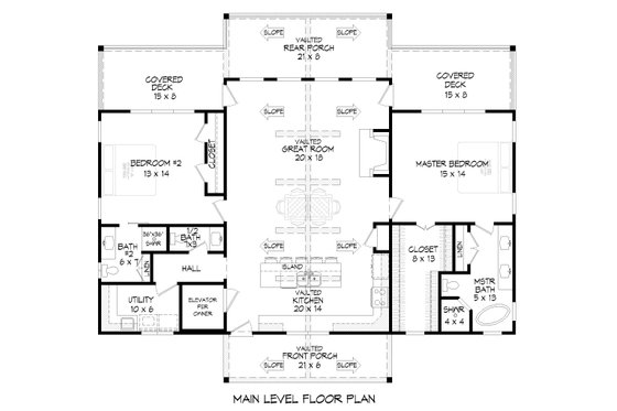 Floor Plan - Main Floor for Southern House Plan #932-860 - 3 bed, 3.5 bath