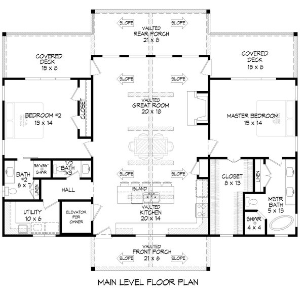 Southern Floor Plan - Main Floor Plan #932-860