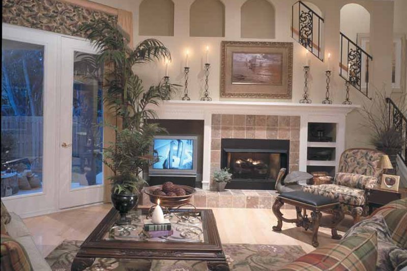 House Blueprint - Interior - Family Room for Mediterranean House Plan #417-747 - 3 bed, 3 bath