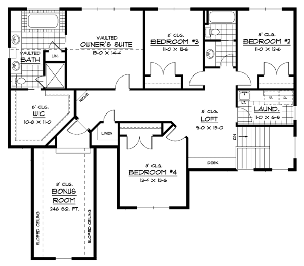 Dream House Plan - Country Floor Plan - Upper Floor Plan #51-664